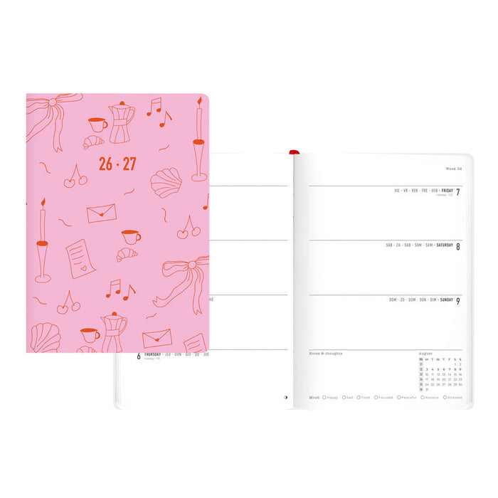 Little Joys Academic Weekly Planner, A5, 2026 - 2027 - Multilingual 27-031995 #color_little-joys-pink