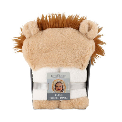 Little Linen Baby Plush Hooded Towel - Savanna Lion