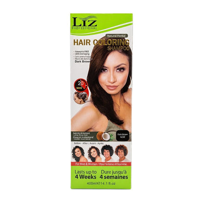 LIZ Hair Coloring Shampoo [Brown] 13.5oz