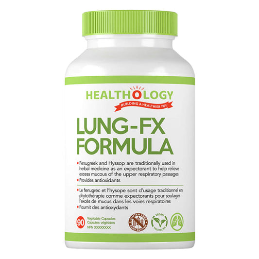 Bottle of Healthology Lung-FX Formula 90 Vegetable Capsules