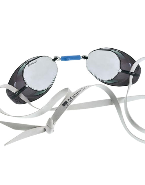 Malmsten silver mirror swim goggles with low profile fit and minimal drag