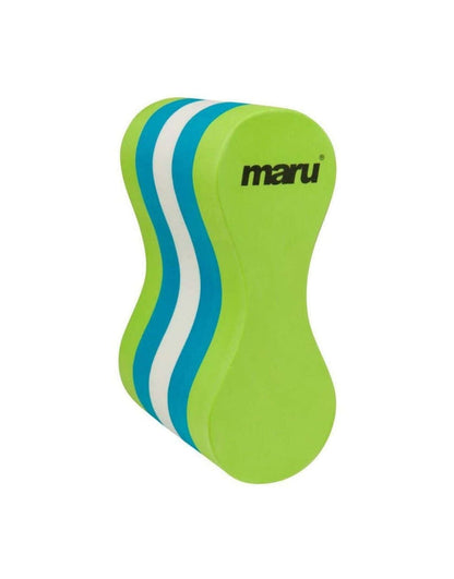 Maru multicoloured pull buoy with lime green striped foam noodle for upper body strength