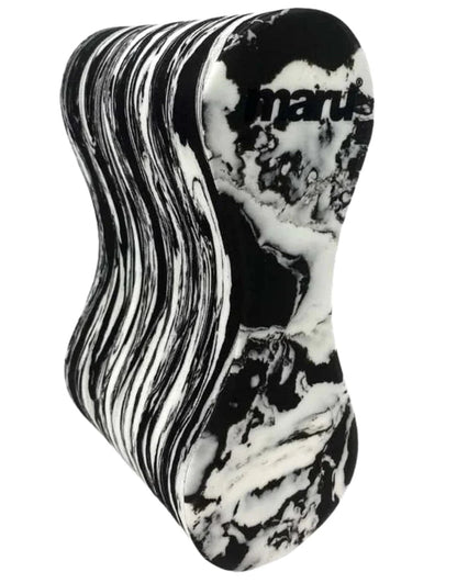 Maru adult swirl pull buoy in black and white marbled design