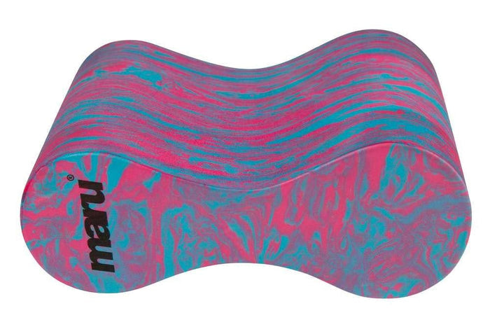 Maru Adult pink blue swirl pull buoy with marble yoga block and mewu logo