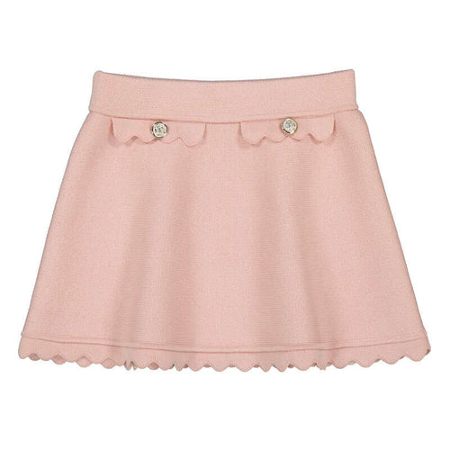 Mayoral Scalloped Knit Skirt-Pink