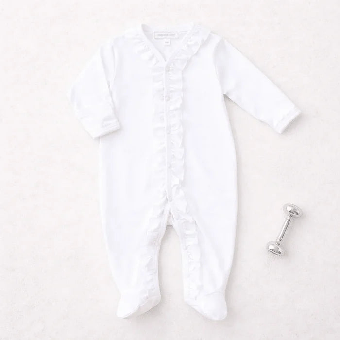 MB Essentials Ruffle Footie-White