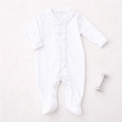 MB Essentials Ruffle Footie-White