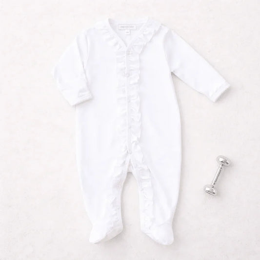 MB Essentials Ruffle Footie-White