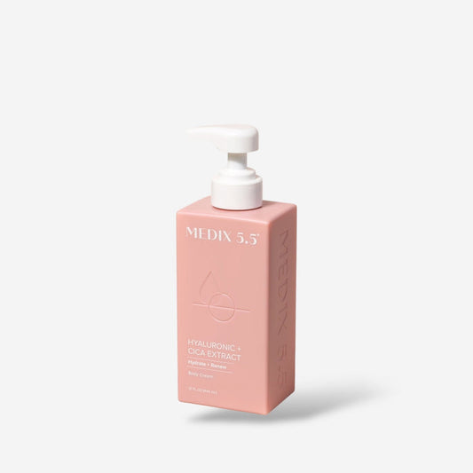 Medix 5.5 Hyaluronic + Cica Extract Hydrate + Renew Body Cream 444ml كريم الجسم ميديكس 5.5 بحمض الهيالورونيك ومستخلص السيكا لترطيب وتجديد الجسم - Princess Cosmetics Qatar