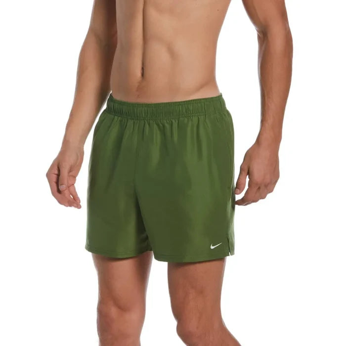 Nike men's 5-inch volley swim shorts in Treeline color, featuring lightweight quick-dry fabric and adjustable waistband.