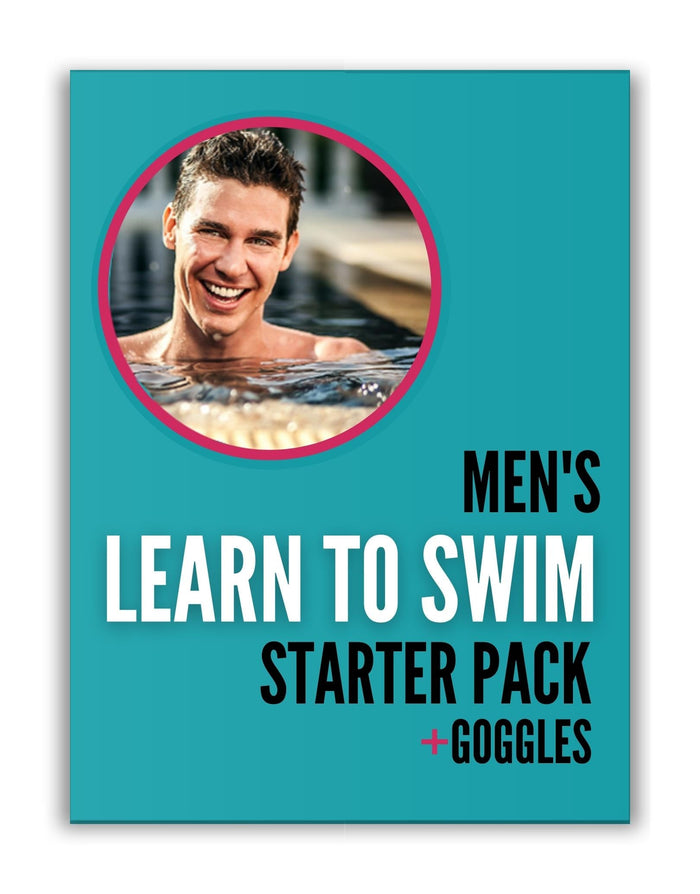 Blue swim goggles in mens swim starter pack