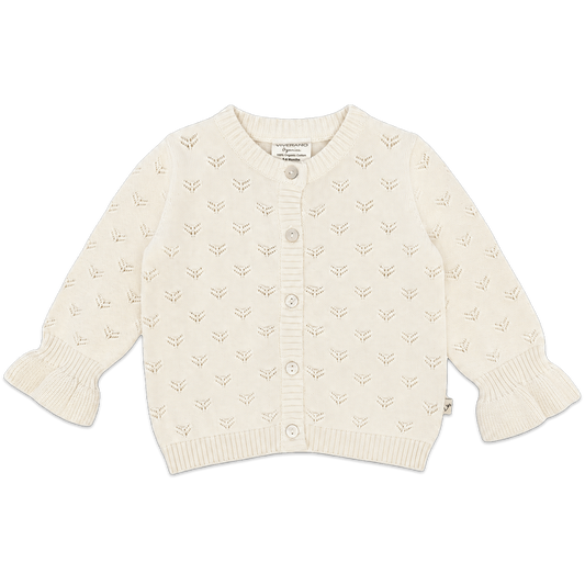 Milan Pointelle Knit Ruffle Baby Cardigan Sweater (Organic)