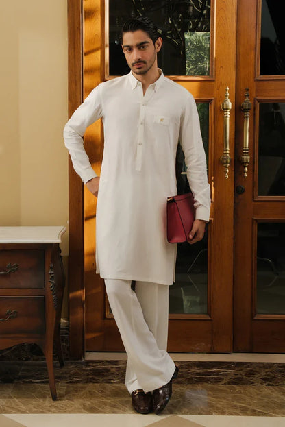 MILKY WHITE LINEN KURTA PAJAMA