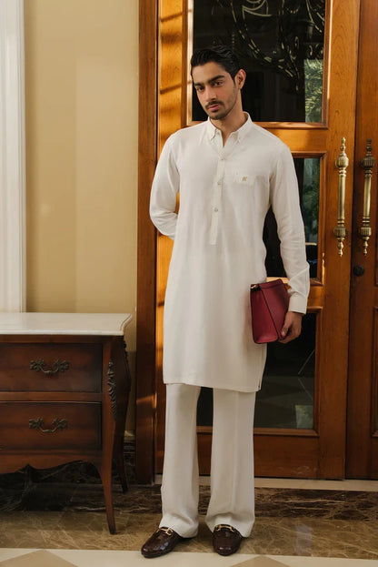 MILKY WHITE LINEN KURTA PAJAMA