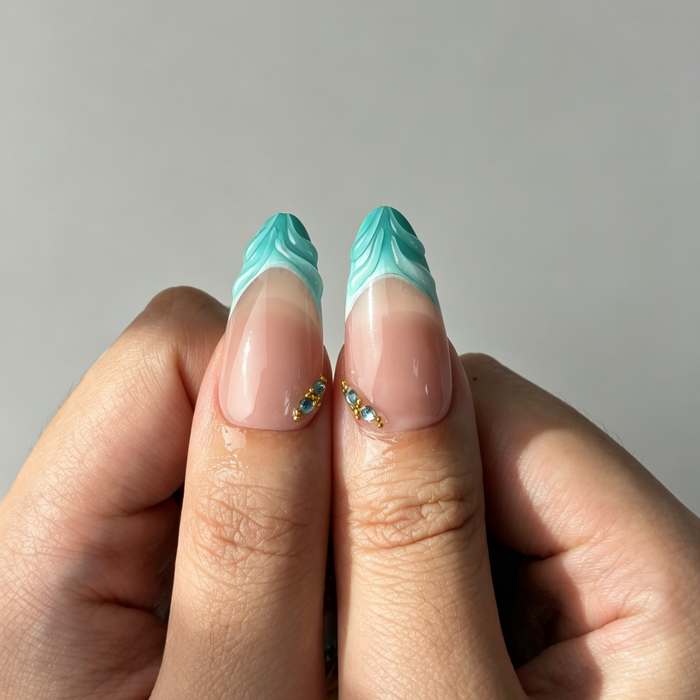 3D Flower Butterfly Pearl Diamond Reusable Salon Press On Nails