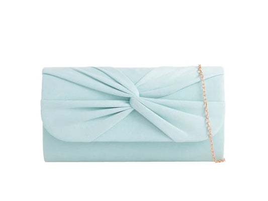 Mint Green Knot Suedette Clutch Bag