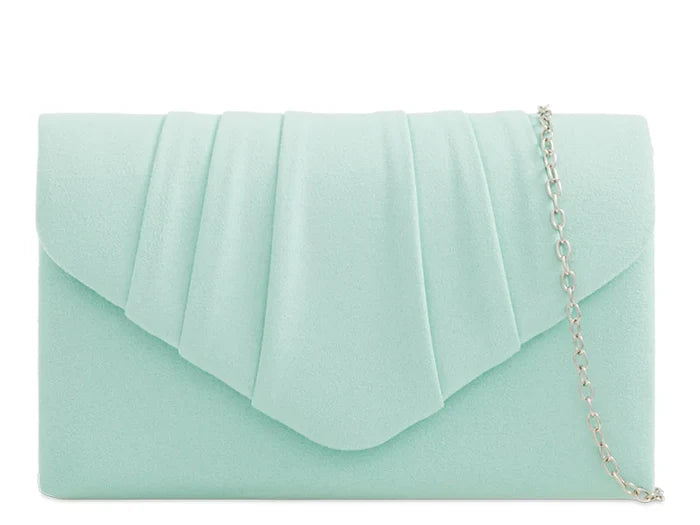 Mint Green Suede Style Evening Clutch Bag