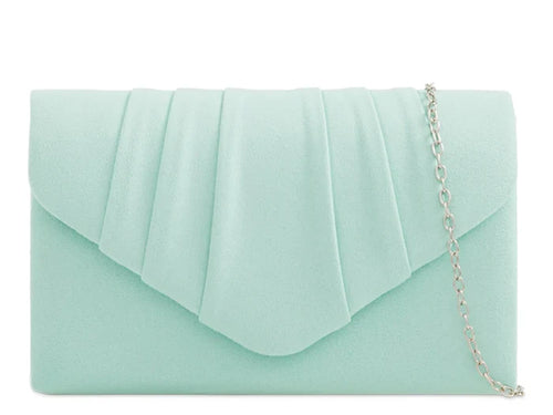 Mint Green Suede Style Evening Clutch Bag