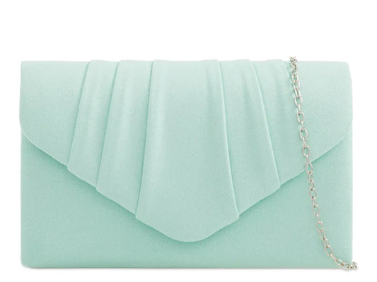 Mint Green Suede Style Evening Clutch Bag