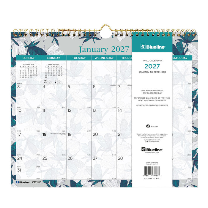 Monthly Wall Calendar, Garden, 2027 (C171115-27)