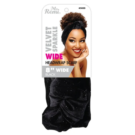 Ms. Remi Velvet Sparkle Pre-Tied Headwrap Scarf, 1 Count, Black