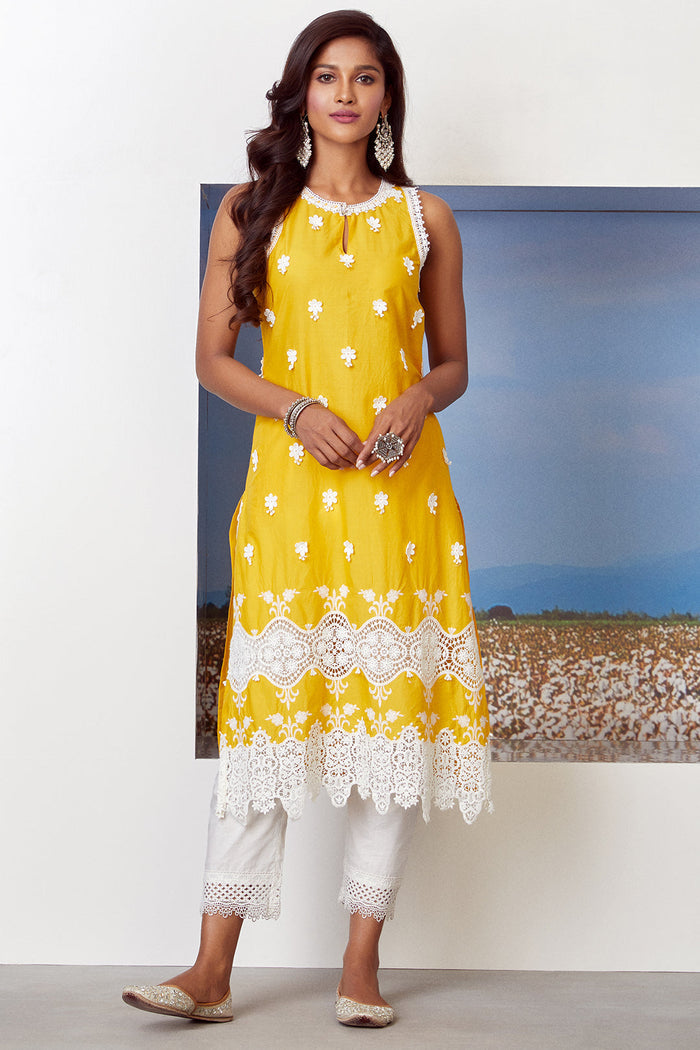 Mulmul Supima Cotton Paradise Mango Kurta