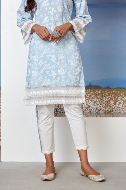Mulmul Supima Cotton Viva Light Blue Kurta