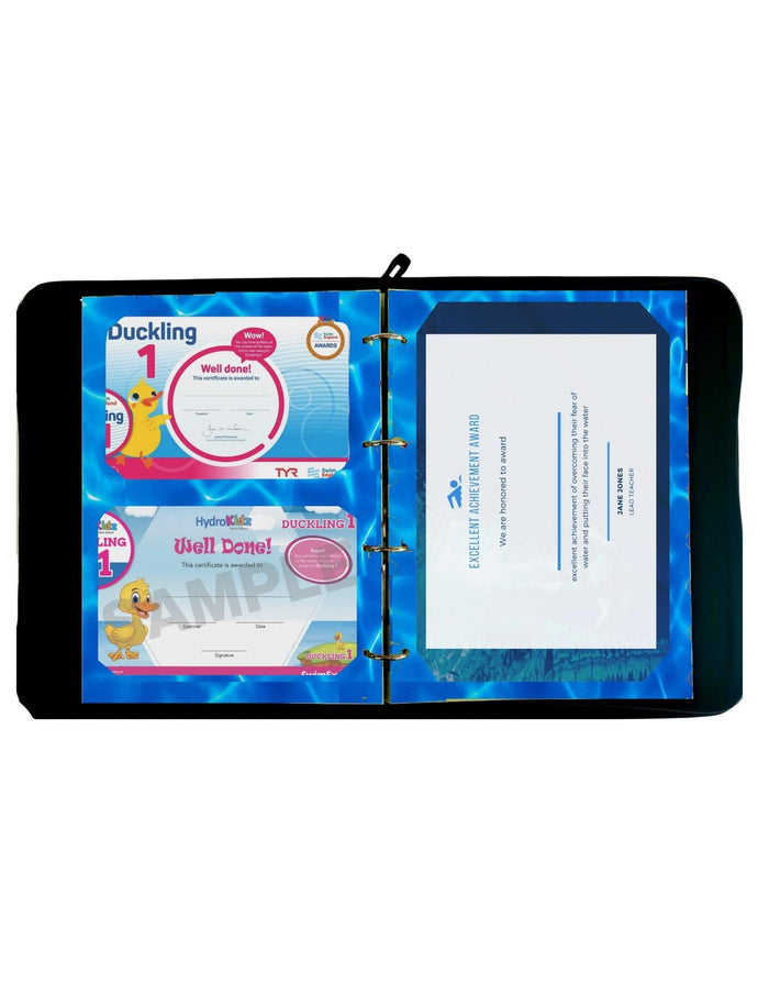 Blue and white duckling binder for proud moments certificate holders