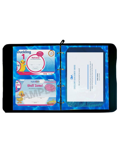 Blue and white duckling binder for proud moments certificate holders