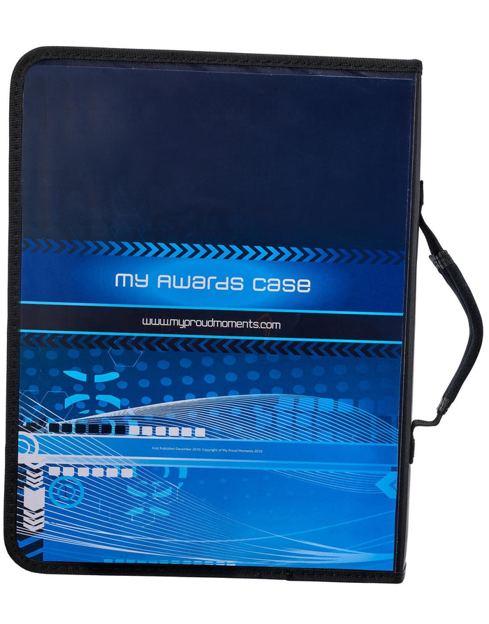 Boys blue Proud Moments Medal Case with clear plastic front