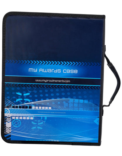 Boys blue Proud Moments Medal Case with clear plastic front