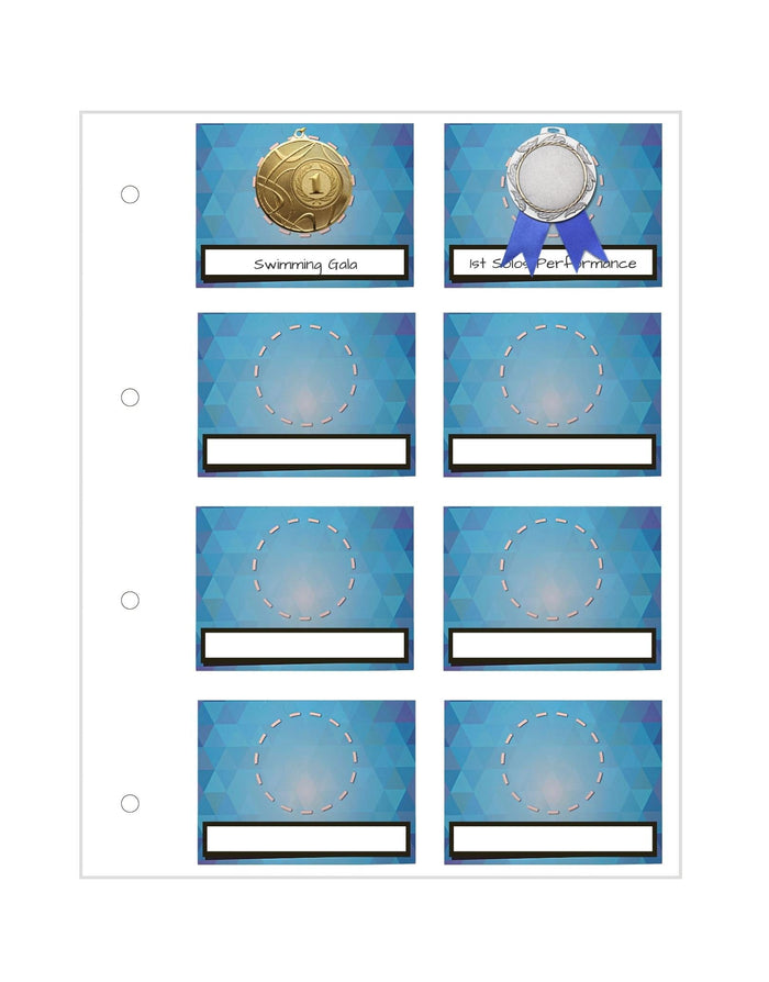 Blue silver proud moments medal chart with name cutouts for karate