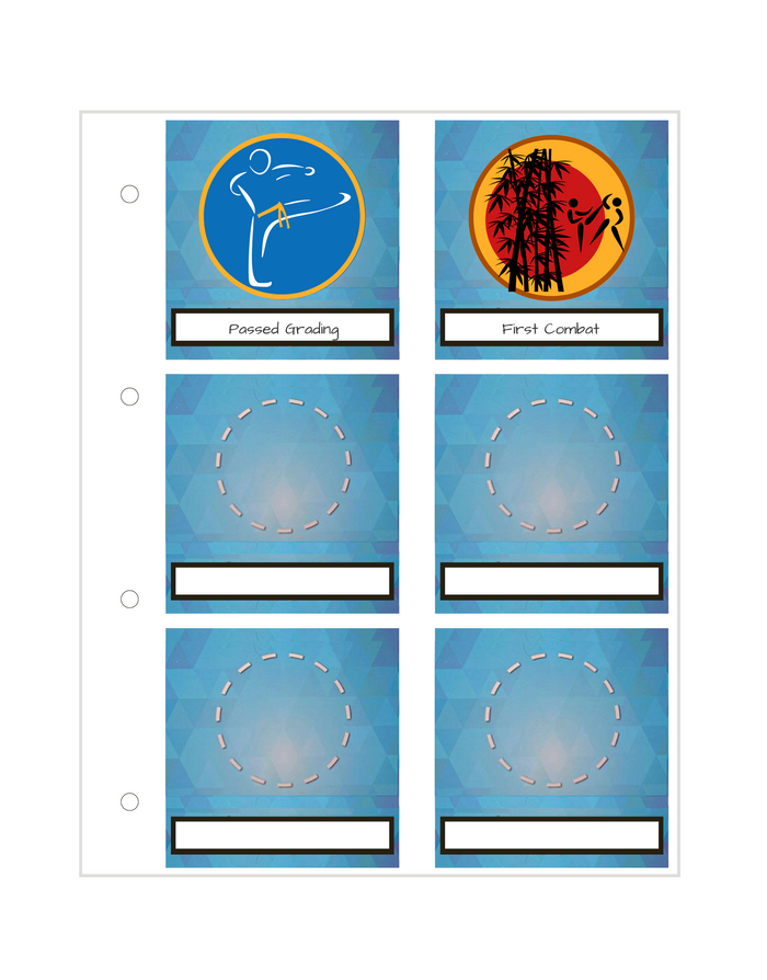 Blue martial arts proud moments medal planner stickers with white borders