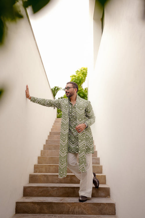 NAQOOSH – PALETTE GREEN KURTA PAJAMA