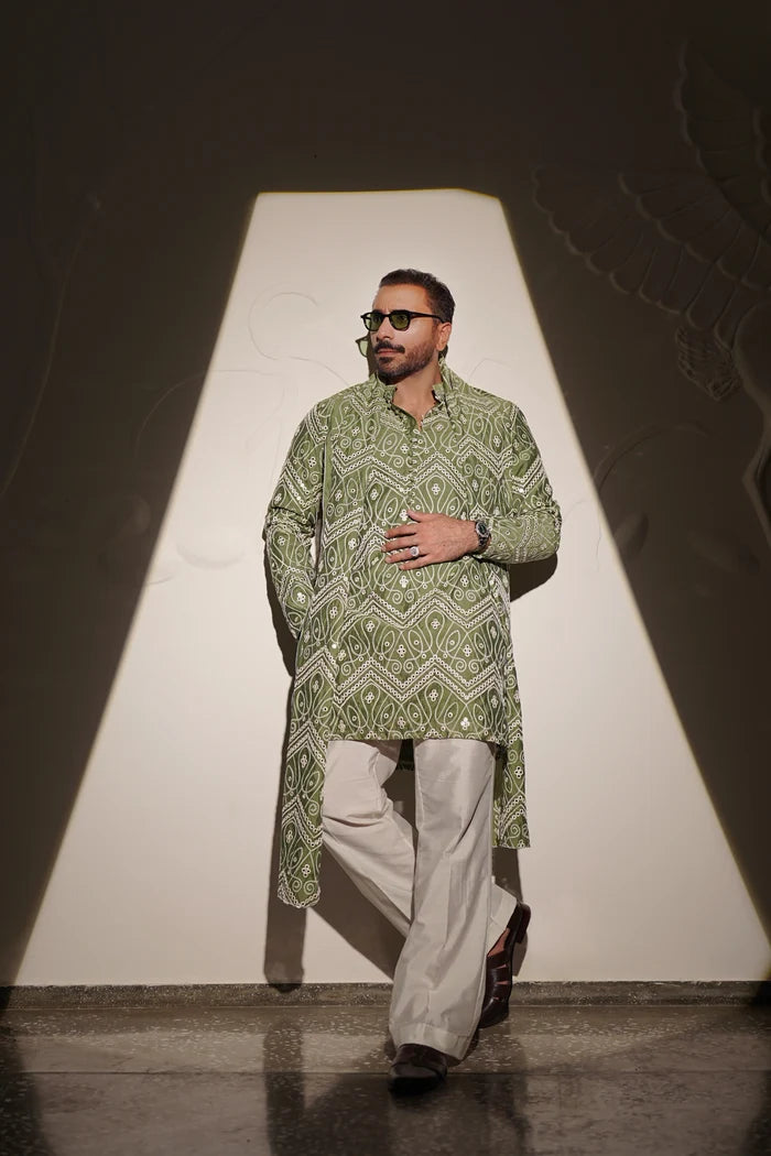 NAQOOSH – PALETTE GREEN KURTA PAJAMA