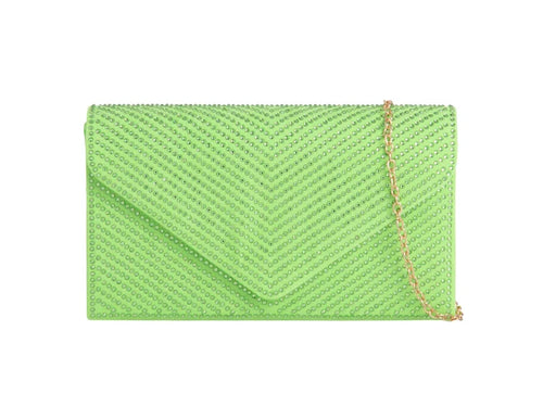 Neon Green Crystal Diamante Clutch Bag