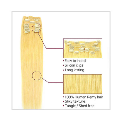 HAIR COUTURE blonde 100% remy human hair clip in extensions with silicone clips and silky tangle free strands