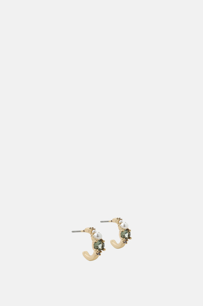 Olive and Piper Oliver Gold Green Hoop Earrings.