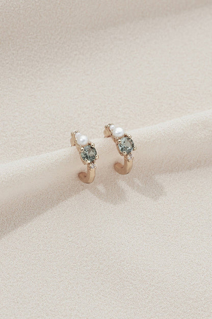 Oliver Gold/Green Hoop Earrings