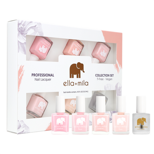 Ombre Collection Set A 5-pack pink nail polish set with top coat in its gift box – ella+mila