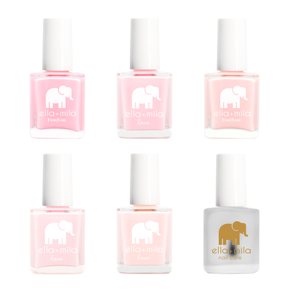 Ombre Collection Set A 4 pink nail polish bottles and a top coat