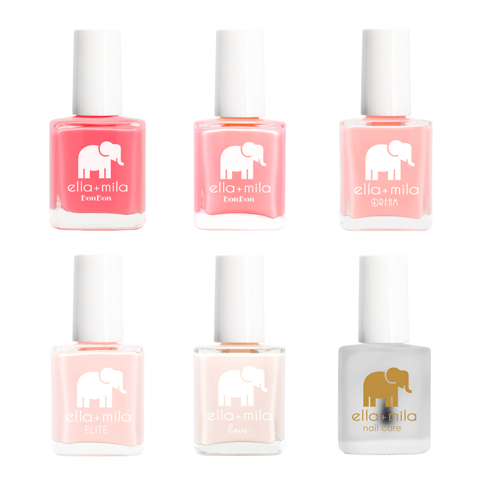 Ombre Collection Set B 4 coral pink nail polish bottles and a top coat