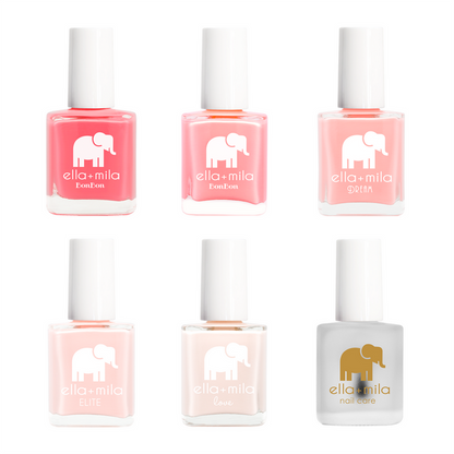 Ombre Collection Set B 4 coral pink nail polish bottles and a top coat