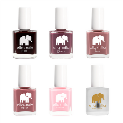 Ombre Collection Set D 5 nail polish bottles from dark plum to pale pink and a top coat