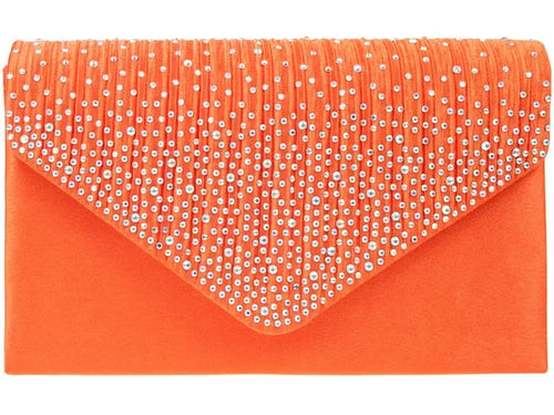 Orange Diamante Overlay Clutch Bag