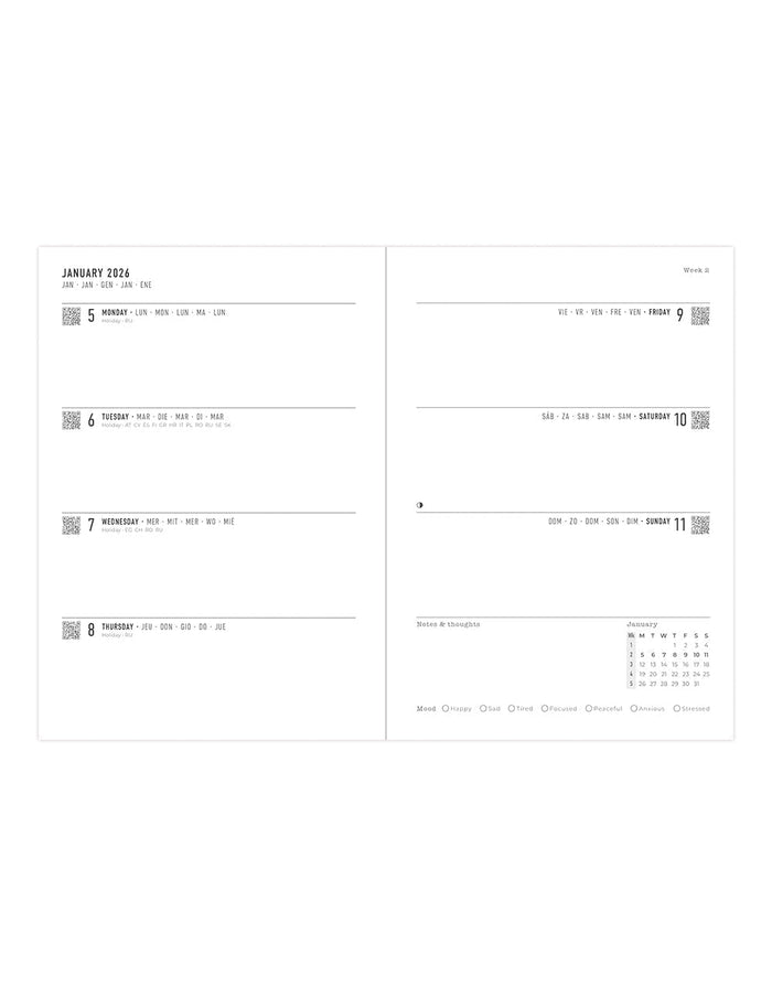 Letts of London Oslo A5 Week to View Planner 2026 - Multilanguage Tan 26-082334 #color_tan