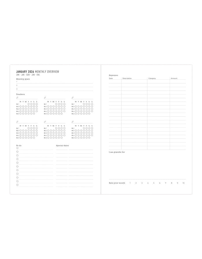 Letts of London Oslo A5 Week to View Planner 2026 - Multilanguage Tan 26-082334 #color_tan