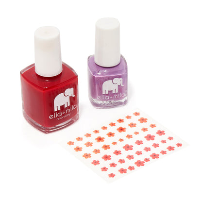 Mommy & Me Paint the Town Red and Mila's Fave bottles with nail art stickers
