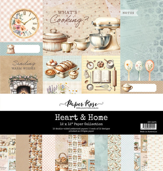 Paper Rose 12X12 Paper Collection - Heart & Home Memories. 12 double-sided patterned papers. Available at Embellish Away located in Bowmanville Ontario Canada.