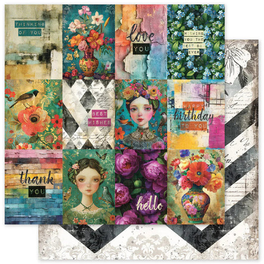 Paper Rose - 12X12 Patterned Paper - Portraits in Bloom A. Each sold separately. Available at Embellish Away located in Bowmanville Ontario Canada.